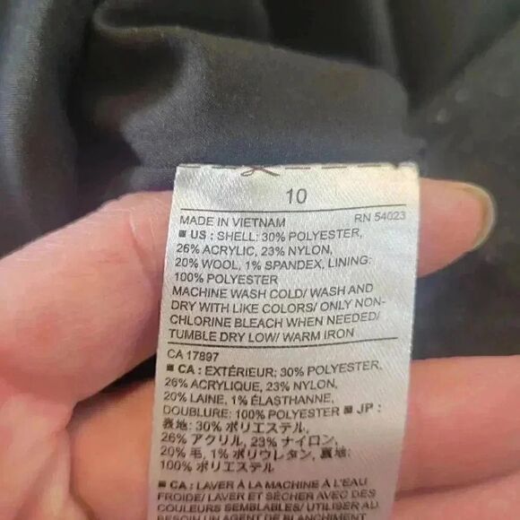 Banana Republic Women's Dark Gray Wool Blend Checked Lined Mini Skirt - Picture 6 of 6